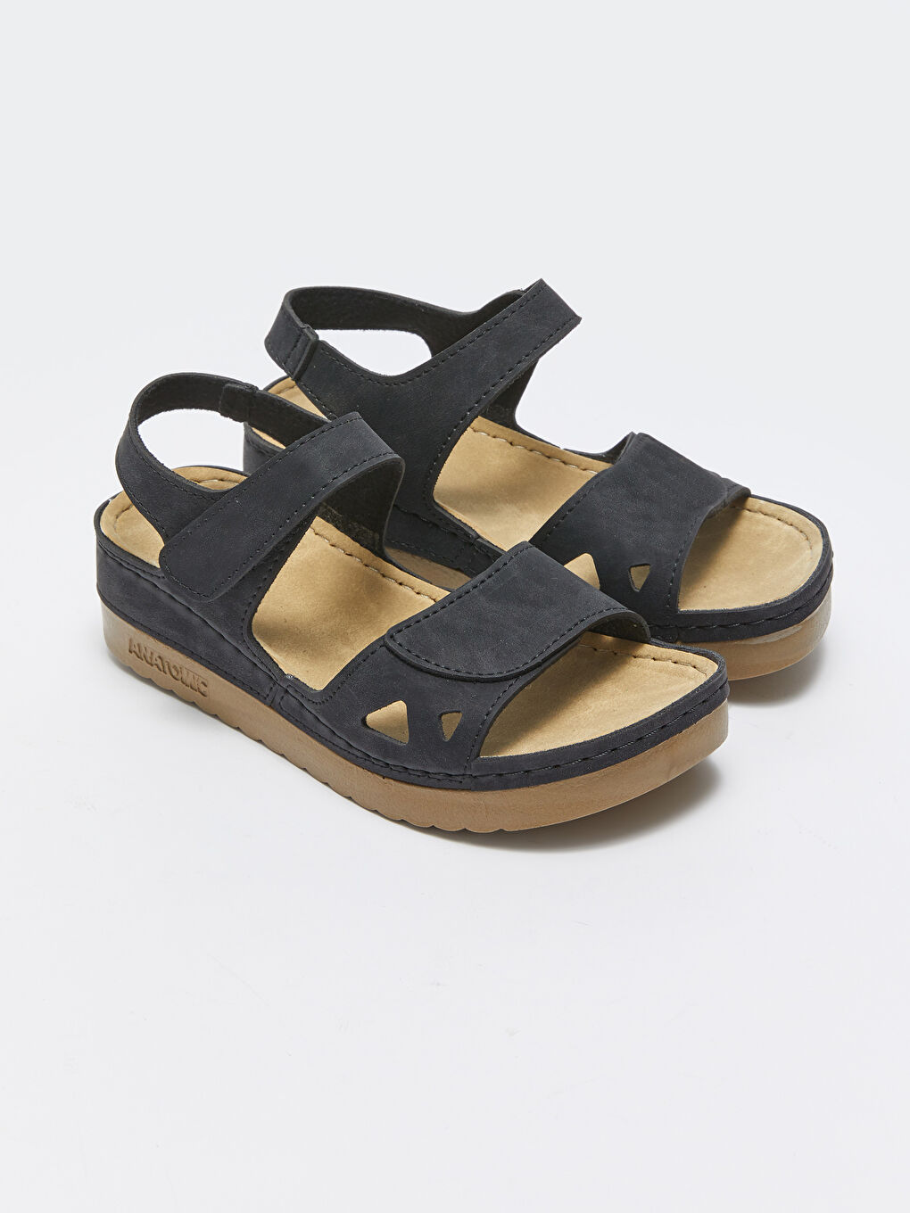 Women's Wedge Heel Sandals with Velcro -S3BH43Z8-HUC
