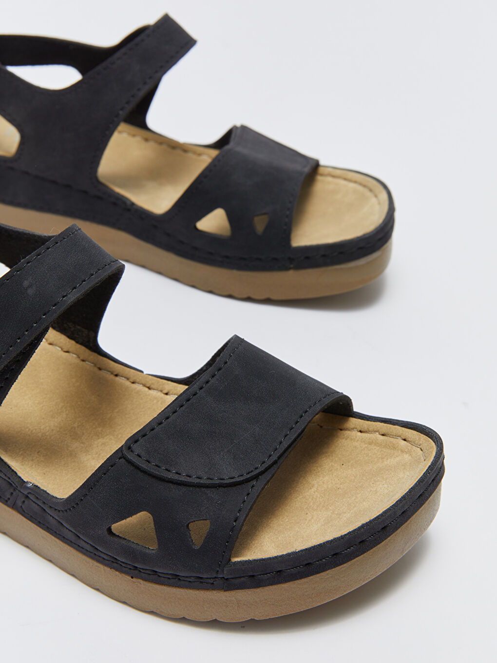Women's Wedge Heel Sandals with Velcro -S3BH43Z8-HUC