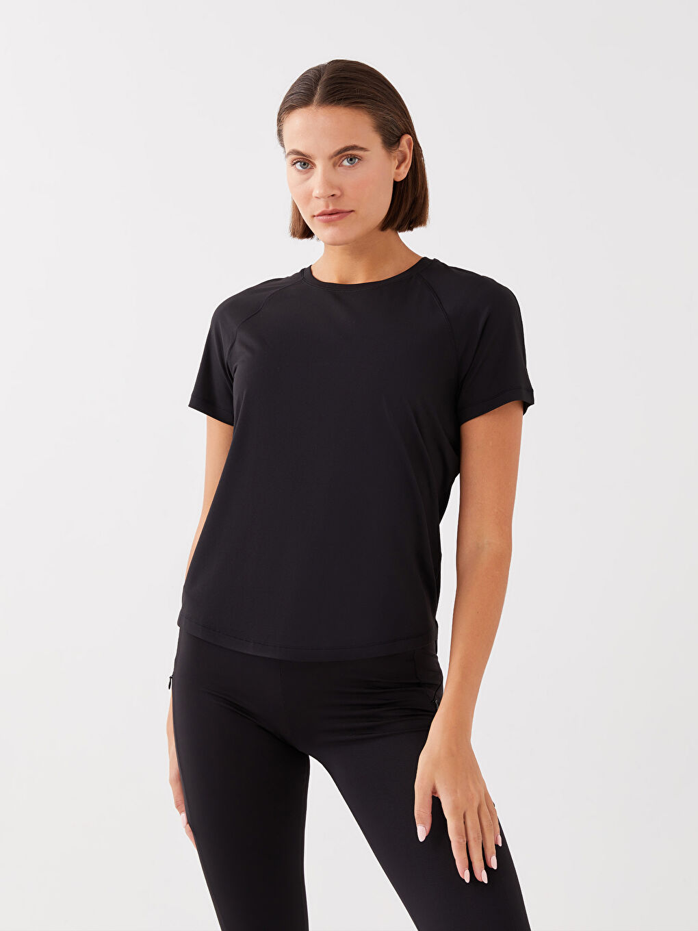 Crew Neck Reflective Printed Women's Sports T-Shirt-1