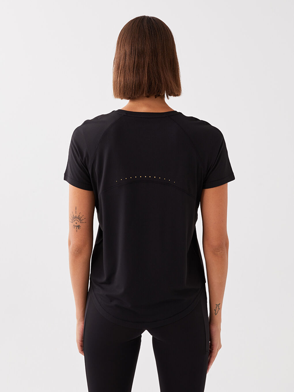 Crew Neck Reflective Printed Women's Sports T-Shirt-4