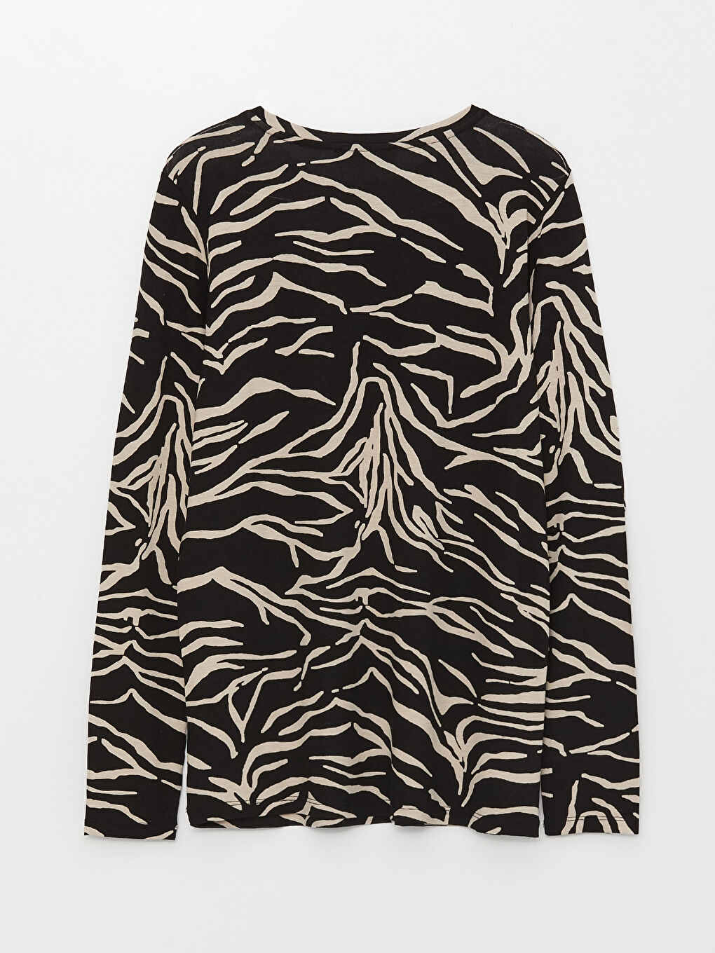 Karışık Bisiklet Yaka Desenli Uzun Kollu Kadın Tişört-6