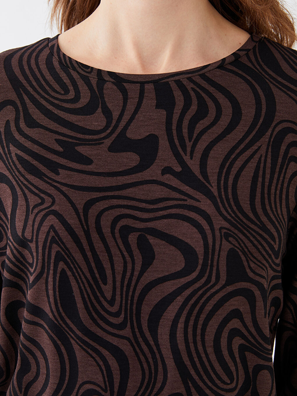 LC Waikiki Crew Neck Patterned Long Sleeve Women's T-Shirt -S3BH57Z8-F9C