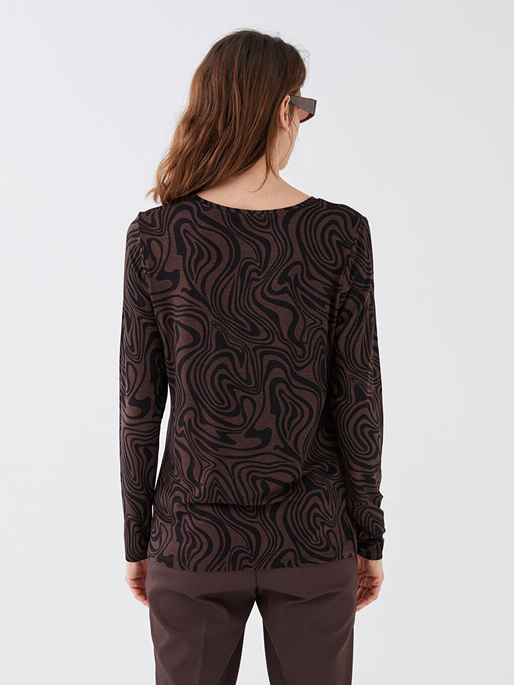 LC Waikiki Crew Neck Patterned Long Sleeve Women's T-Shirt -S3BH57Z8-F9C