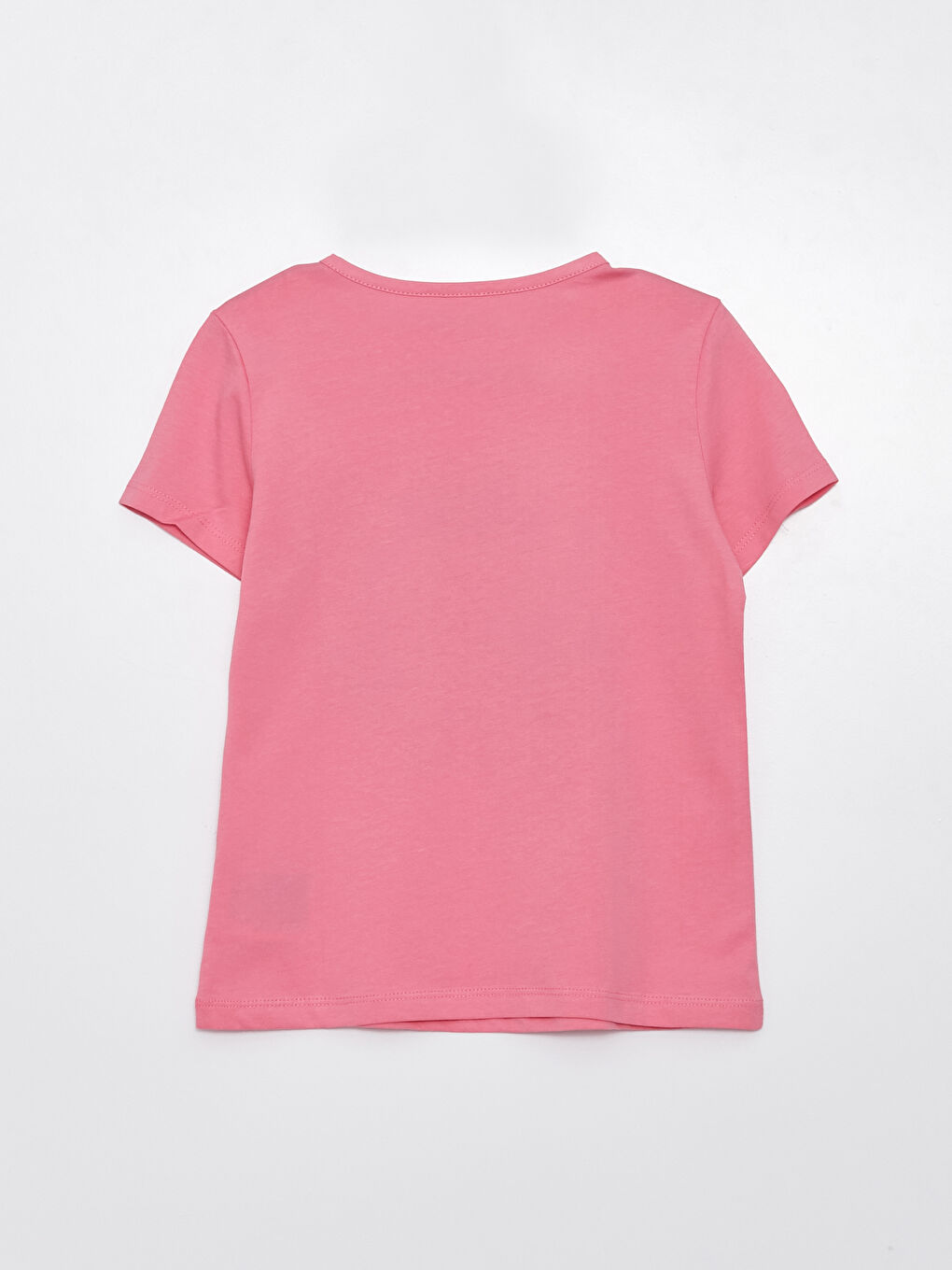 Pembe Bisiklet Yaka Baskılı Kısa Kollu Kız Çocuk Tişört-1