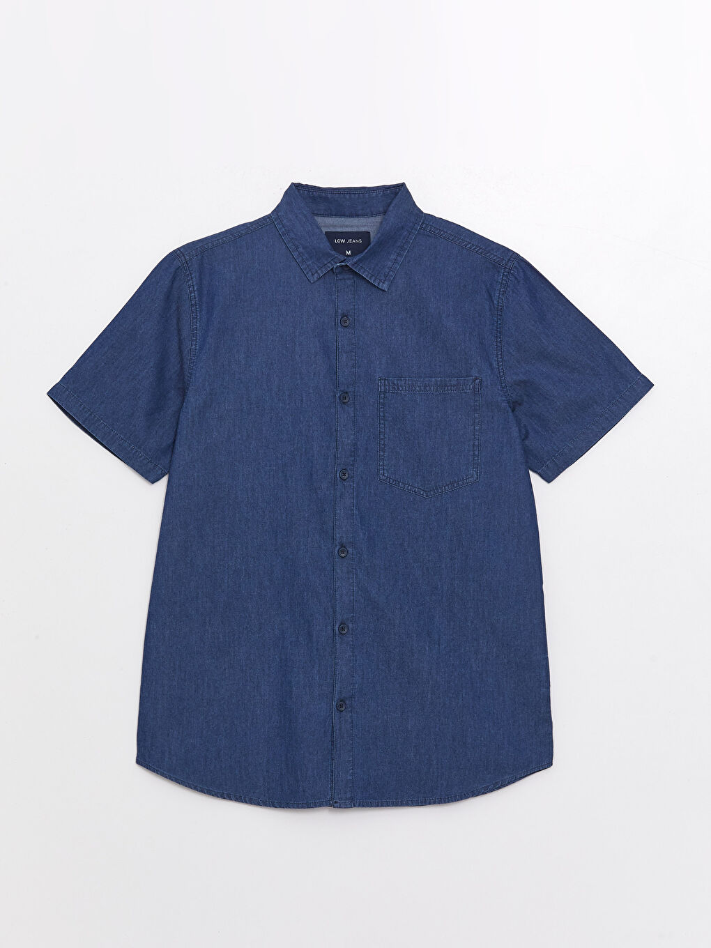 Regular Fit Short Sleeve Men's Denim Shirt-5