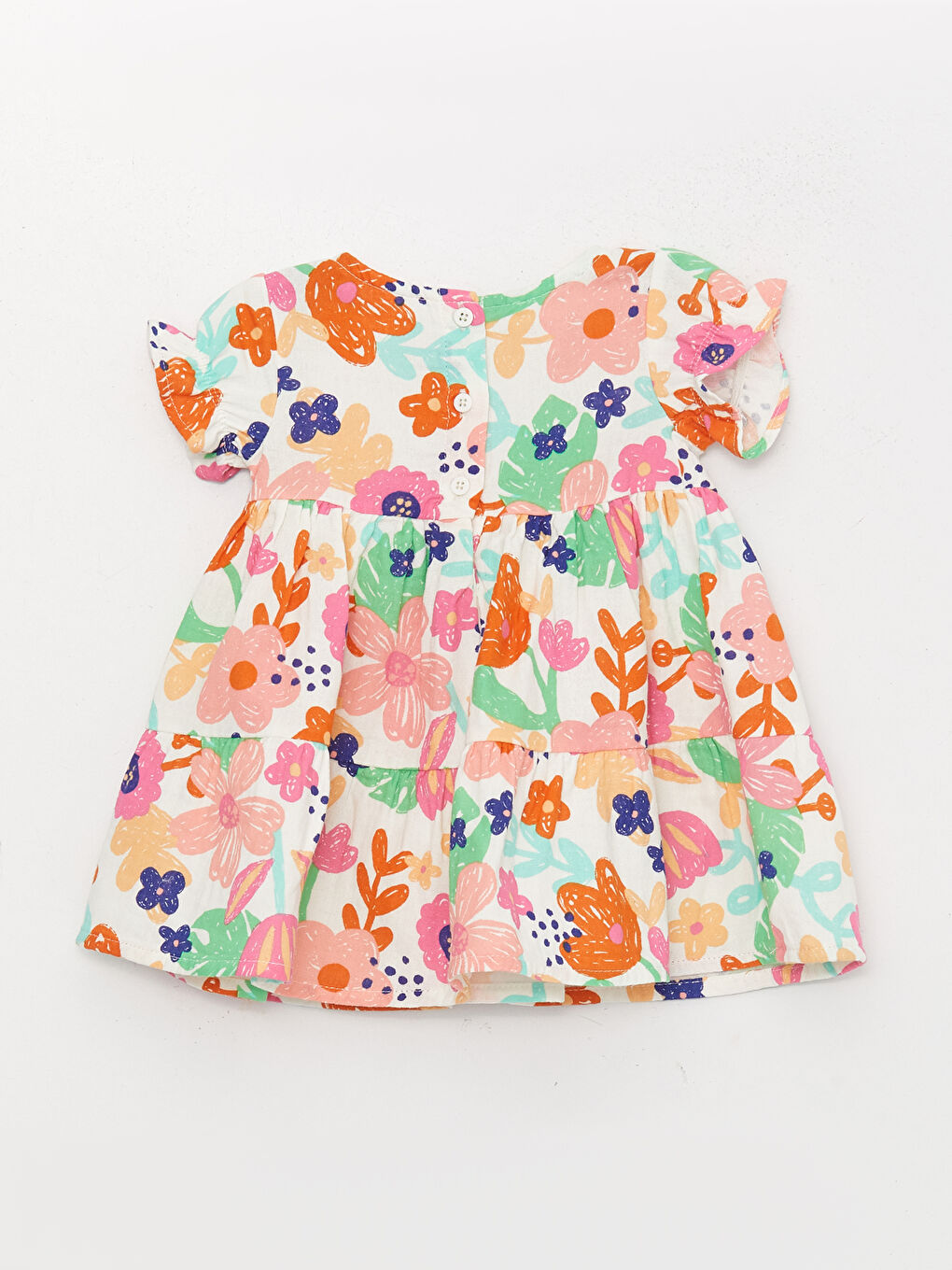 فستان للبنات الرضع بنقشة وياقة دائرية-1