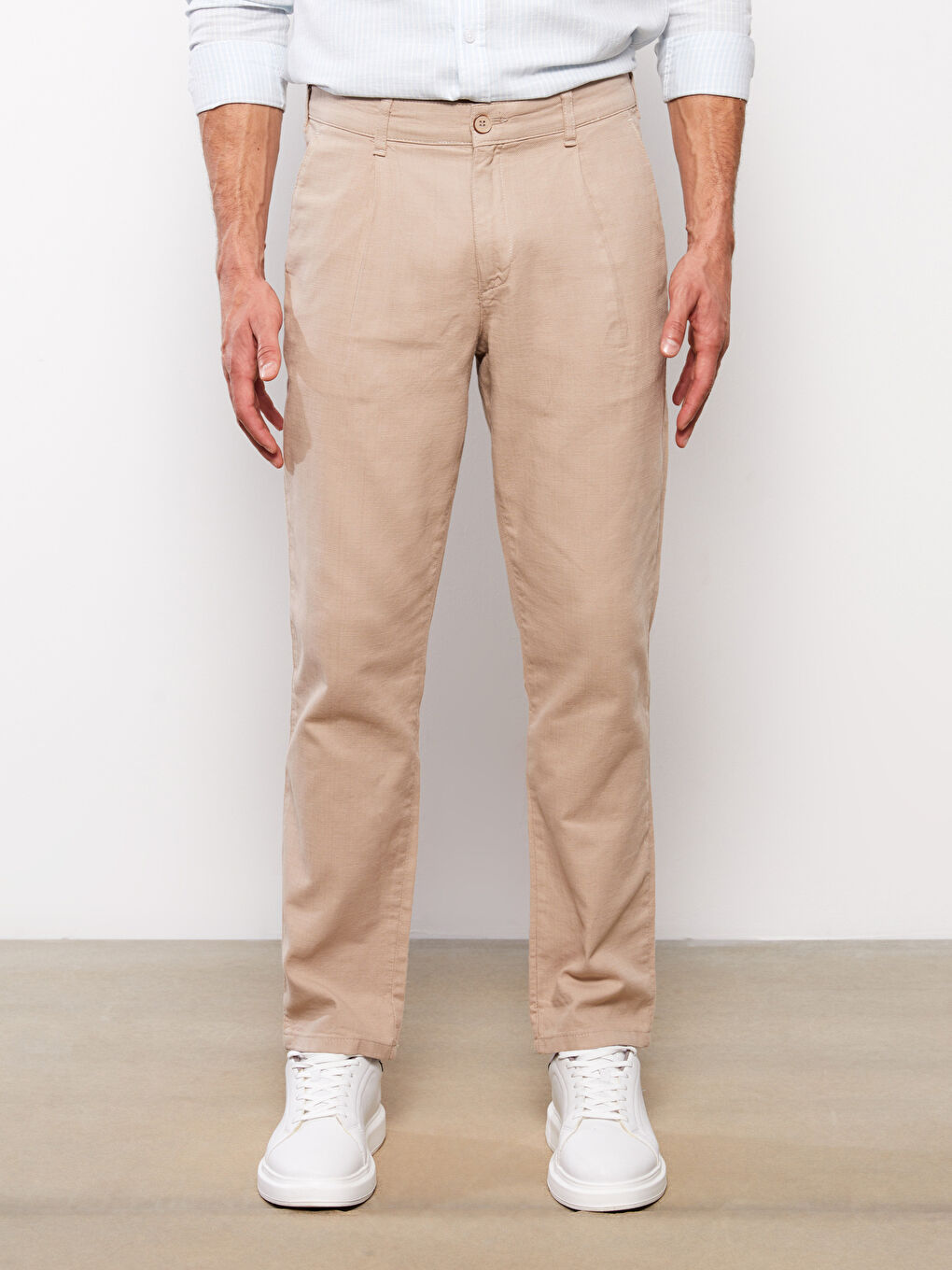 Pantalon homme coupe slim en lin mélangé-2