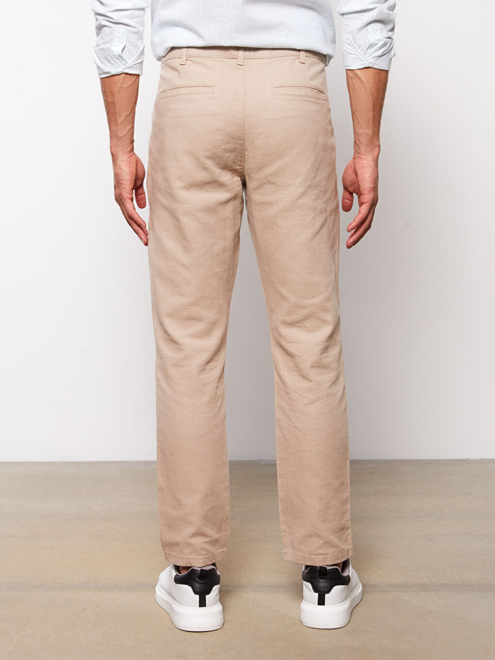 Pantalon homme coupe slim en lin mélangé-4
