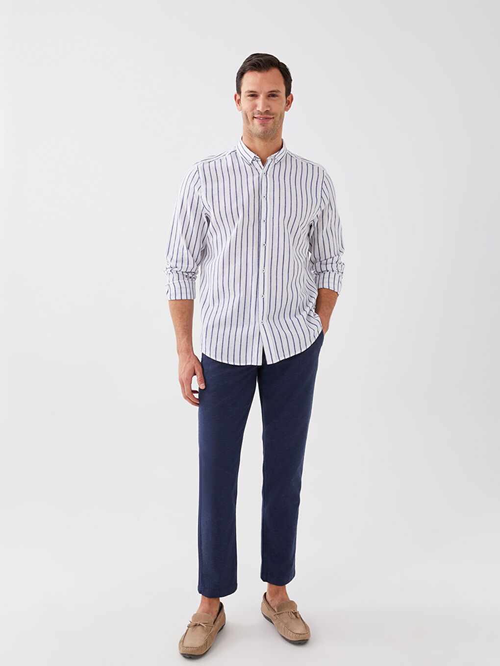 Мужские брюки Slim Fit из льняной смеси-1