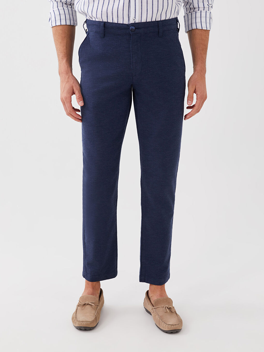 Мужские брюки Slim Fit из льняной смеси-4