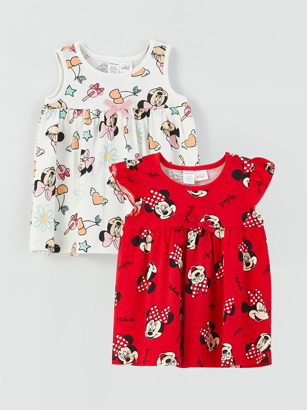 Lot de 2 Robes pour Filles Bébé Imprimées Minnie Mouse à Col Rond