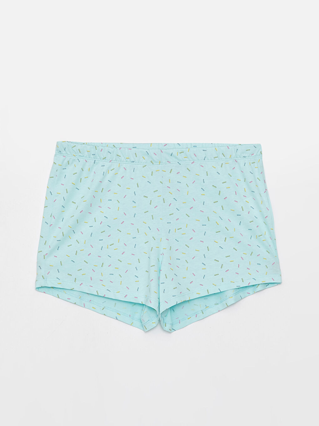 LCW Young Turkuaz Beli Lastikli Desenli Kadın Şort Pijama Altı - 4