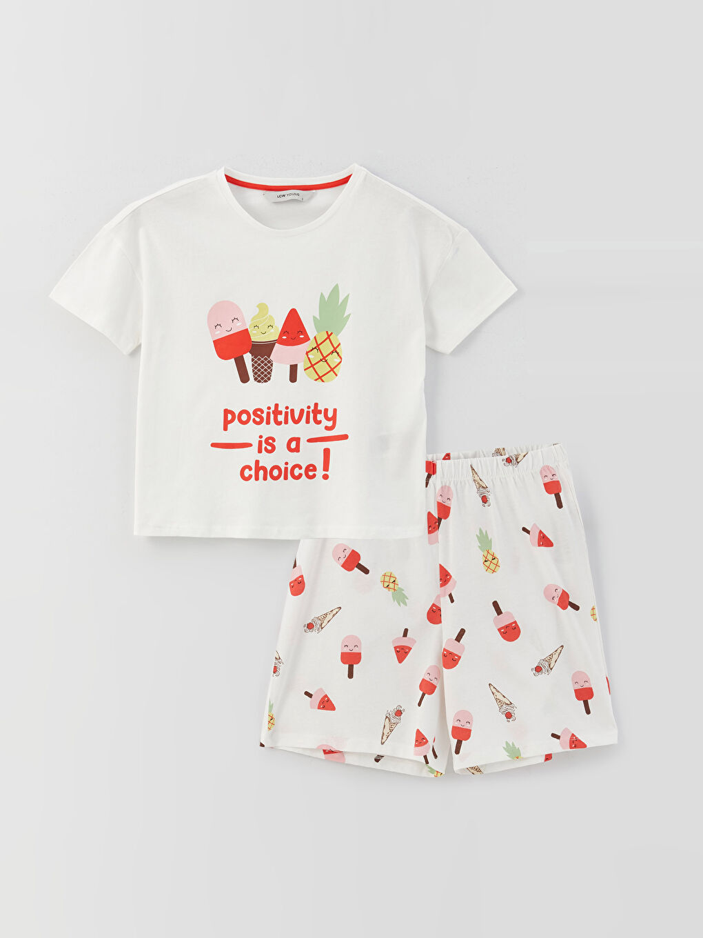 Crew Neck Printed Short Sleeve Women's Short Pyjamas Set-5