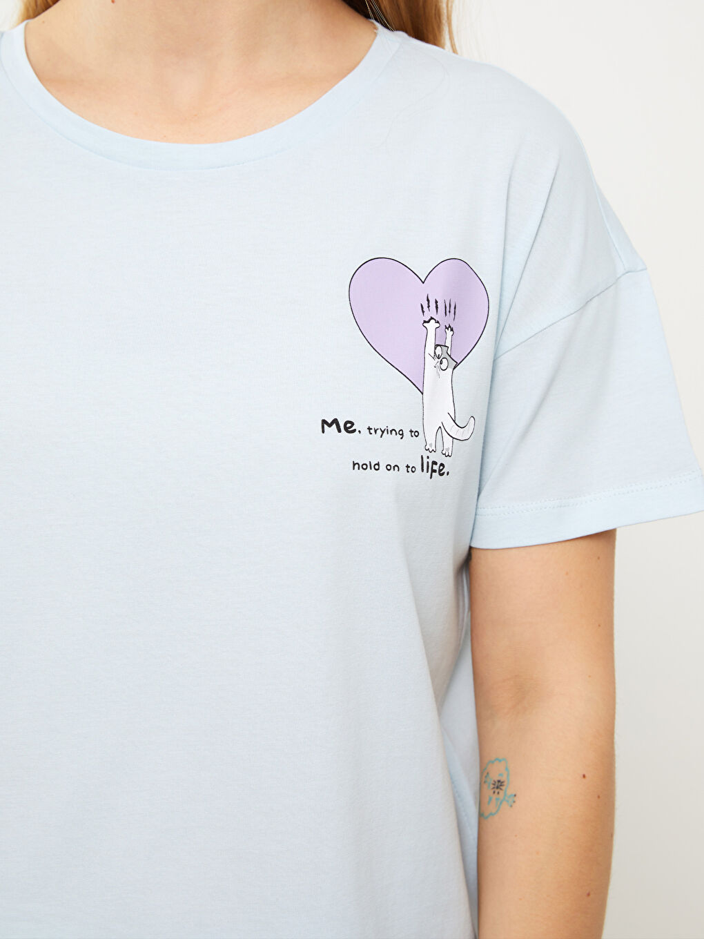 Mavi Bisiklet Yaka Baskılı Kısa Kollu Kadın Şortlu Pijama Takımı-3