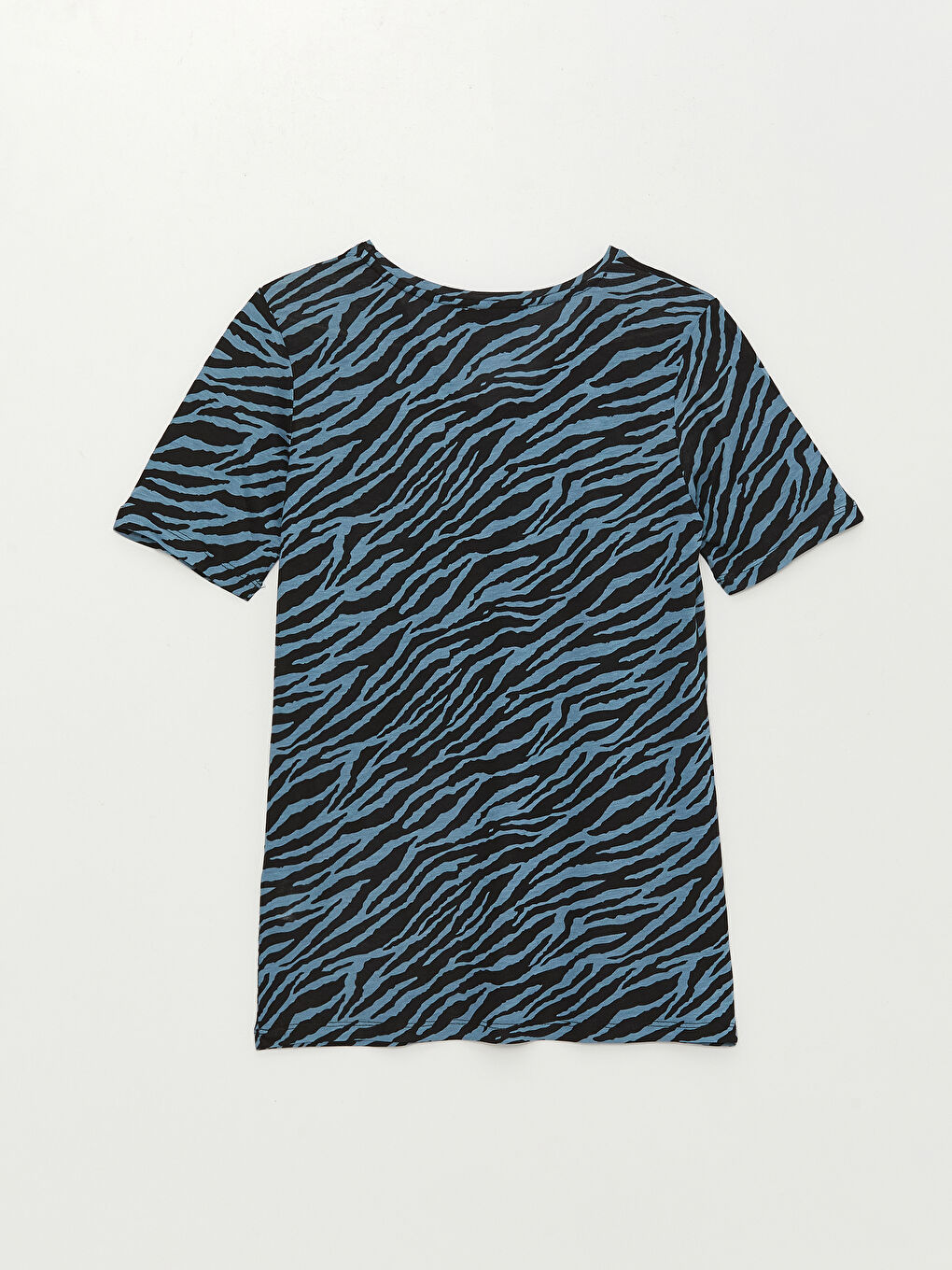 Mavi Kadın V Yaka Desenli Kısa Kollu Tişört-6