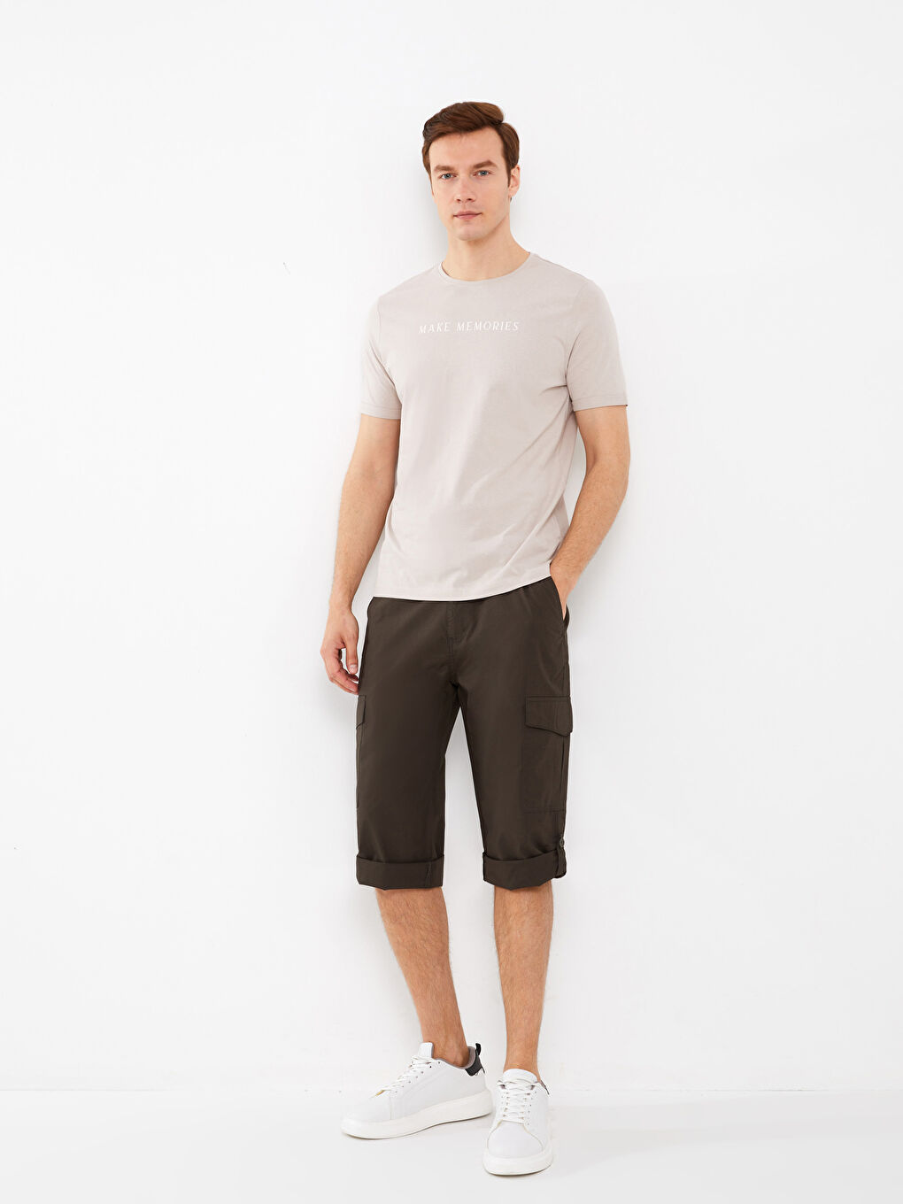Haki Standart Kalıp Erkek Bermuda Şort-1