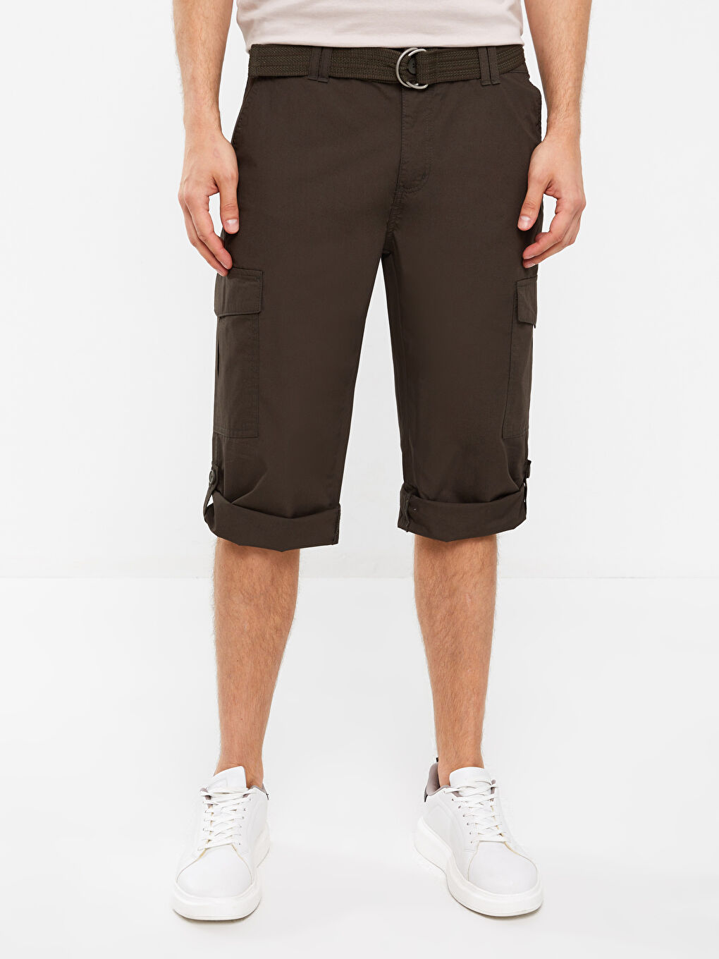 Haki Standart Kalıp Erkek Bermuda Şort-2