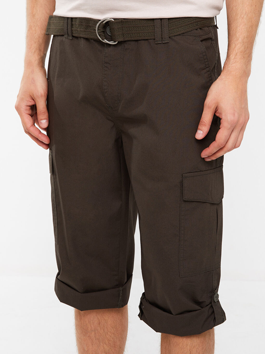 Haki Standart Kalıp Erkek Bermuda Şort-3