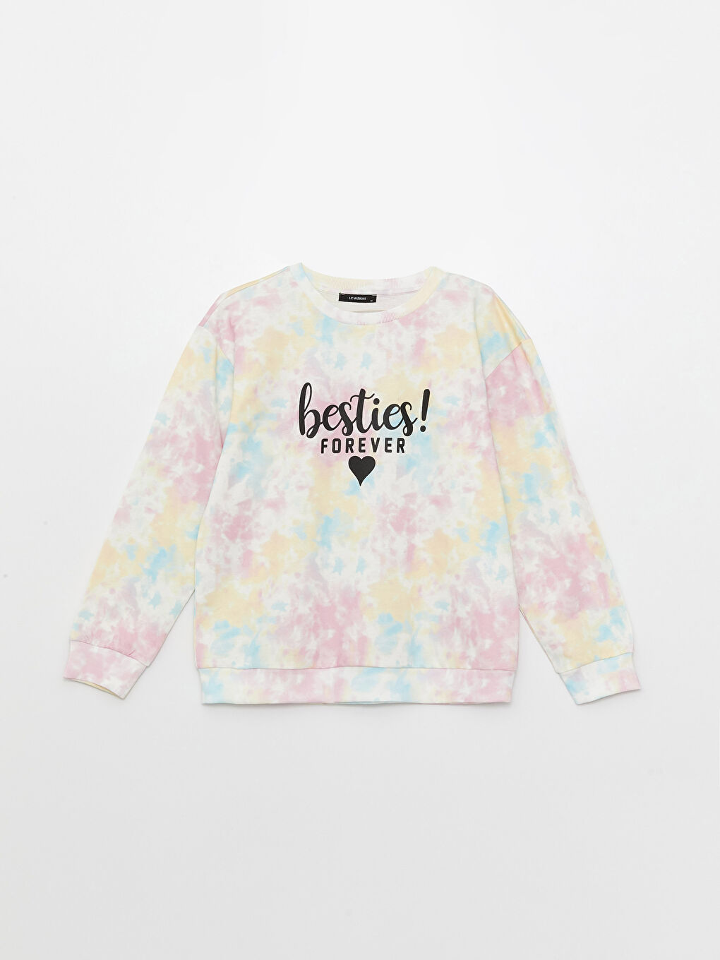 Karışık Bisiklet Yaka Baskılı Uzun Kollu Kadın Sweatshirt Anne Kız Kombini-5