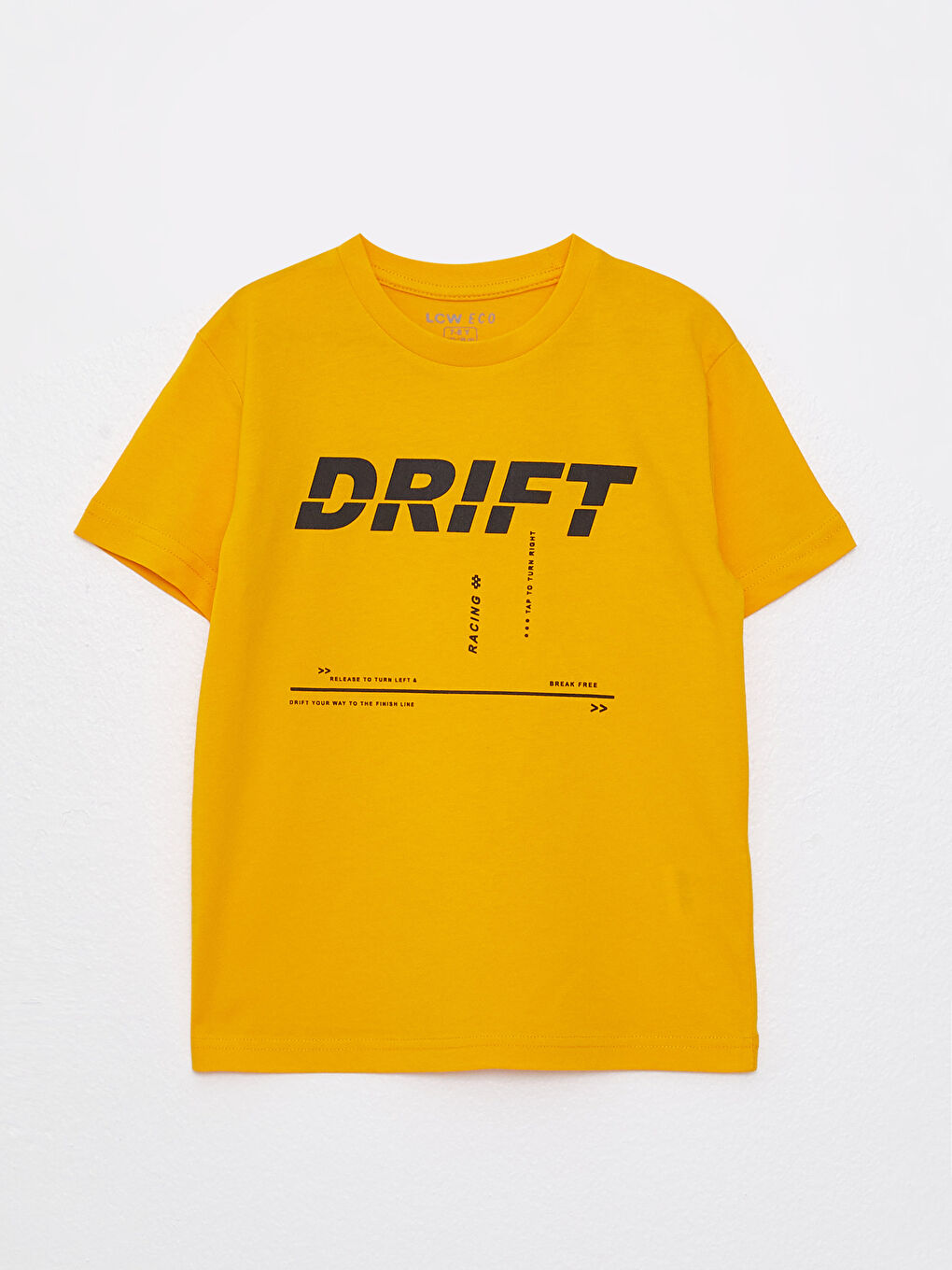 Turuncu Bisiklet Yaka Baskılı Kısa Kollu Erkek Çocuk Tişört