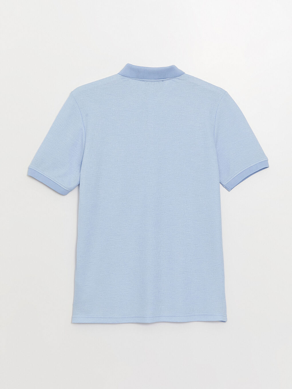 Mavi Polo Yaka Kısa Kollu Keten Karışımlı Erkek Tişört-6