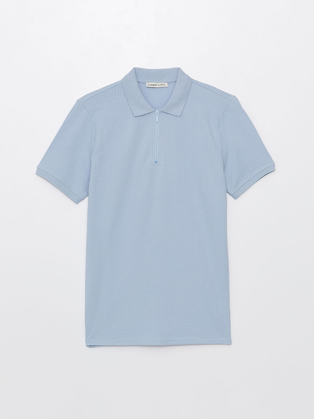 Mavi Polo Yaka Kısa Kollu Erkek Tişört-6