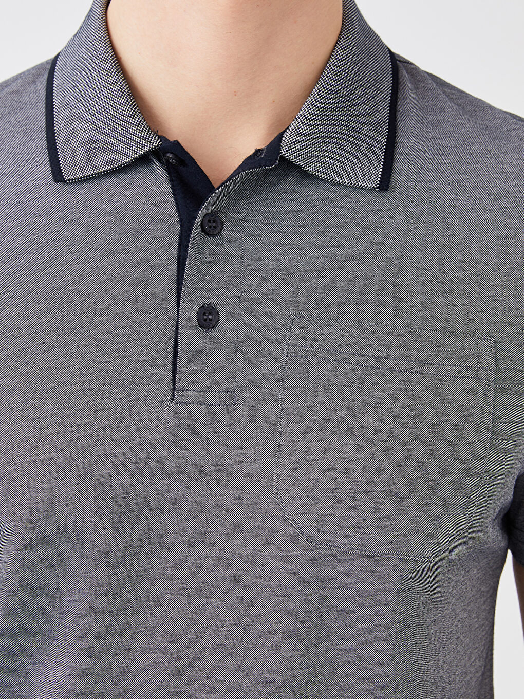 Lacivert Merserize Polo Yaka Kısa Kollu Erkek Tişört-3