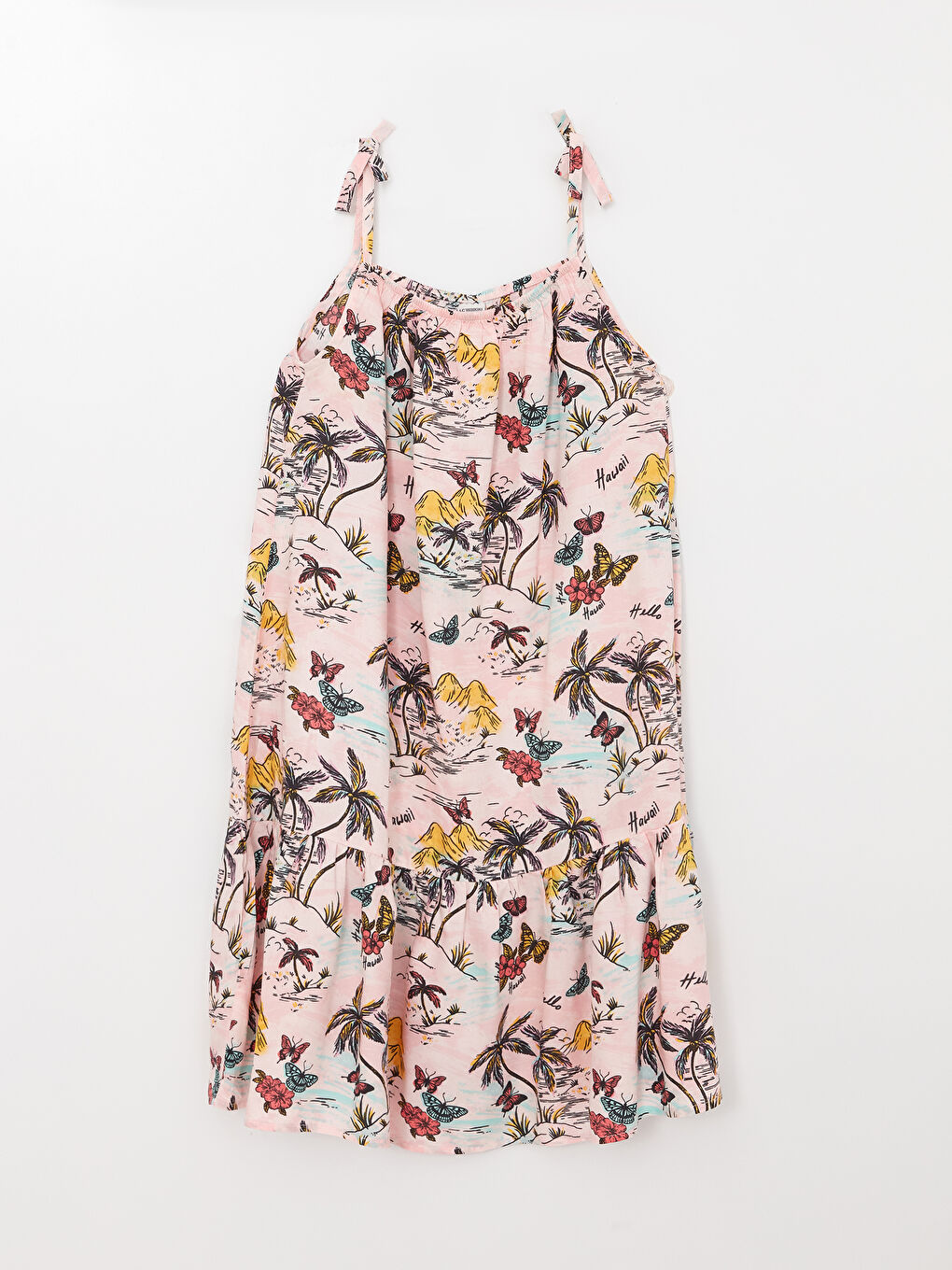 Robe Fille À Fines Bretelles À Motifs Col Carré