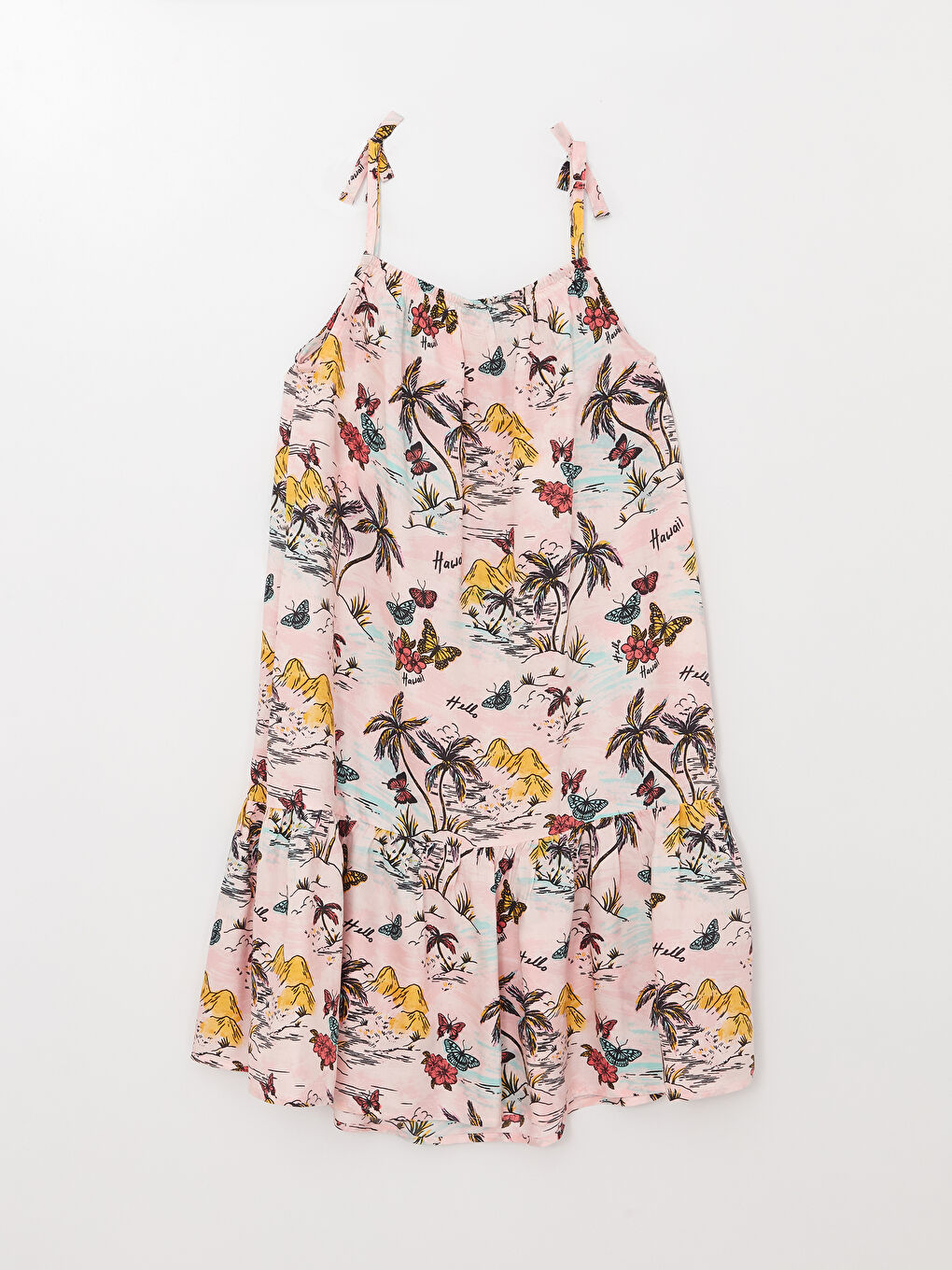 Robe Fille À Fines Bretelles À Motifs Col Carré-1