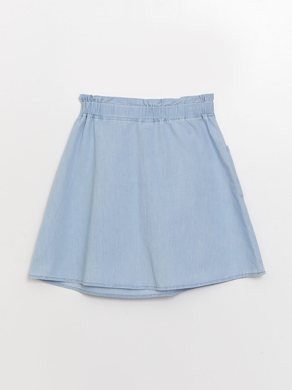 İndigo Beli Lastikli Nakışlı Kız Çocuk Jean Etek-1