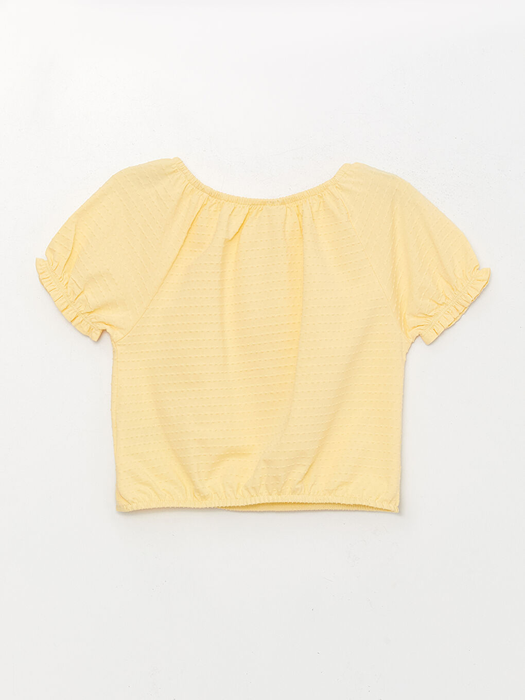 Tricou Crop cu Mânecă Scurtă Basic pentru Fete, cu Guler Rotund-1