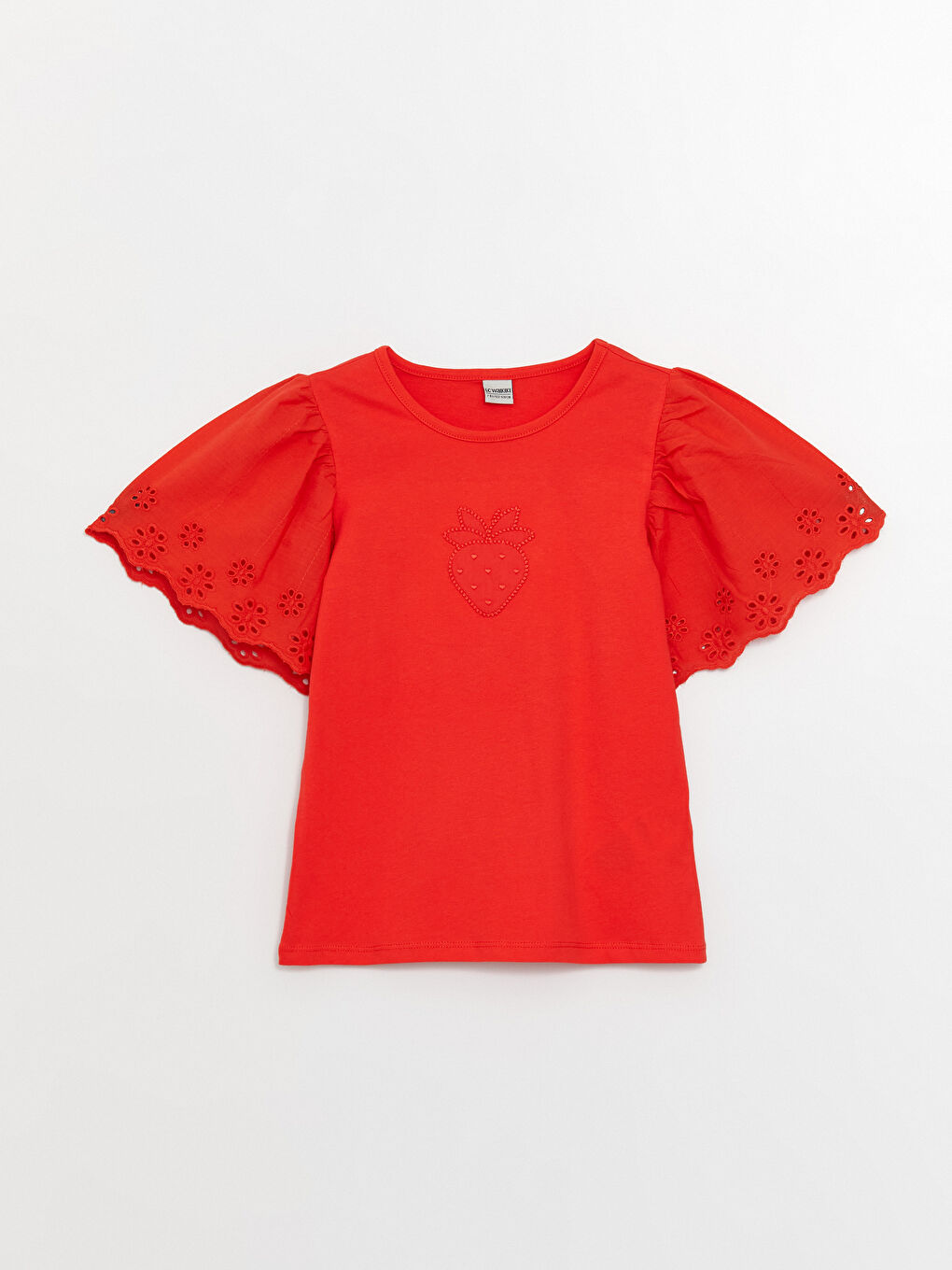 Crew Neck Embroidered Short Sleeve Girls' T-Shirt