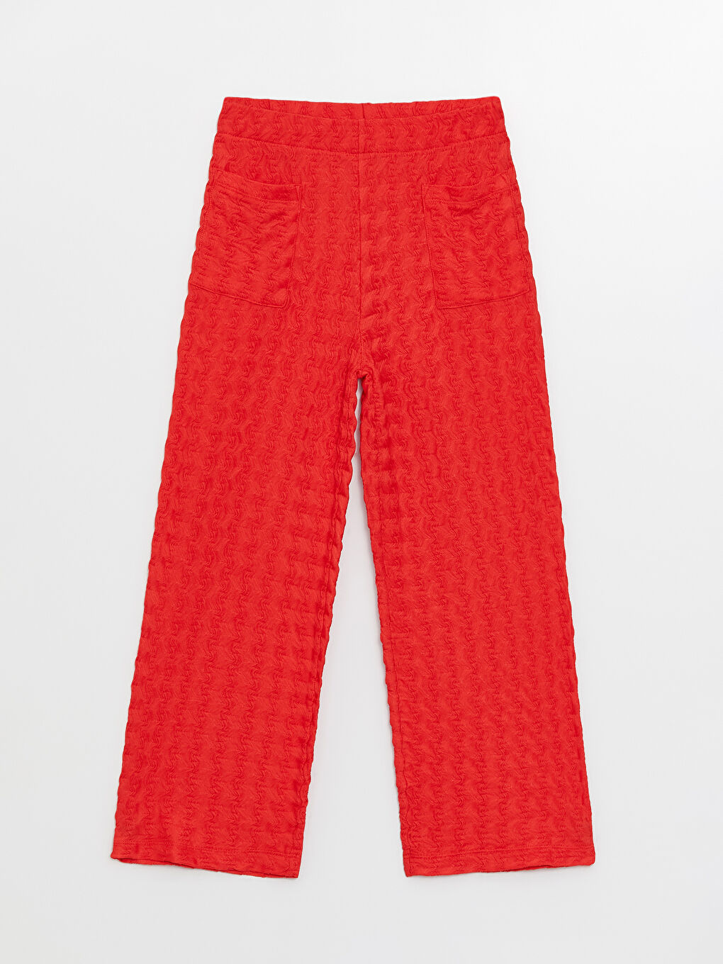 Kırmızı Beli Lastikli Wideleg Kız Çocuk Pantolon