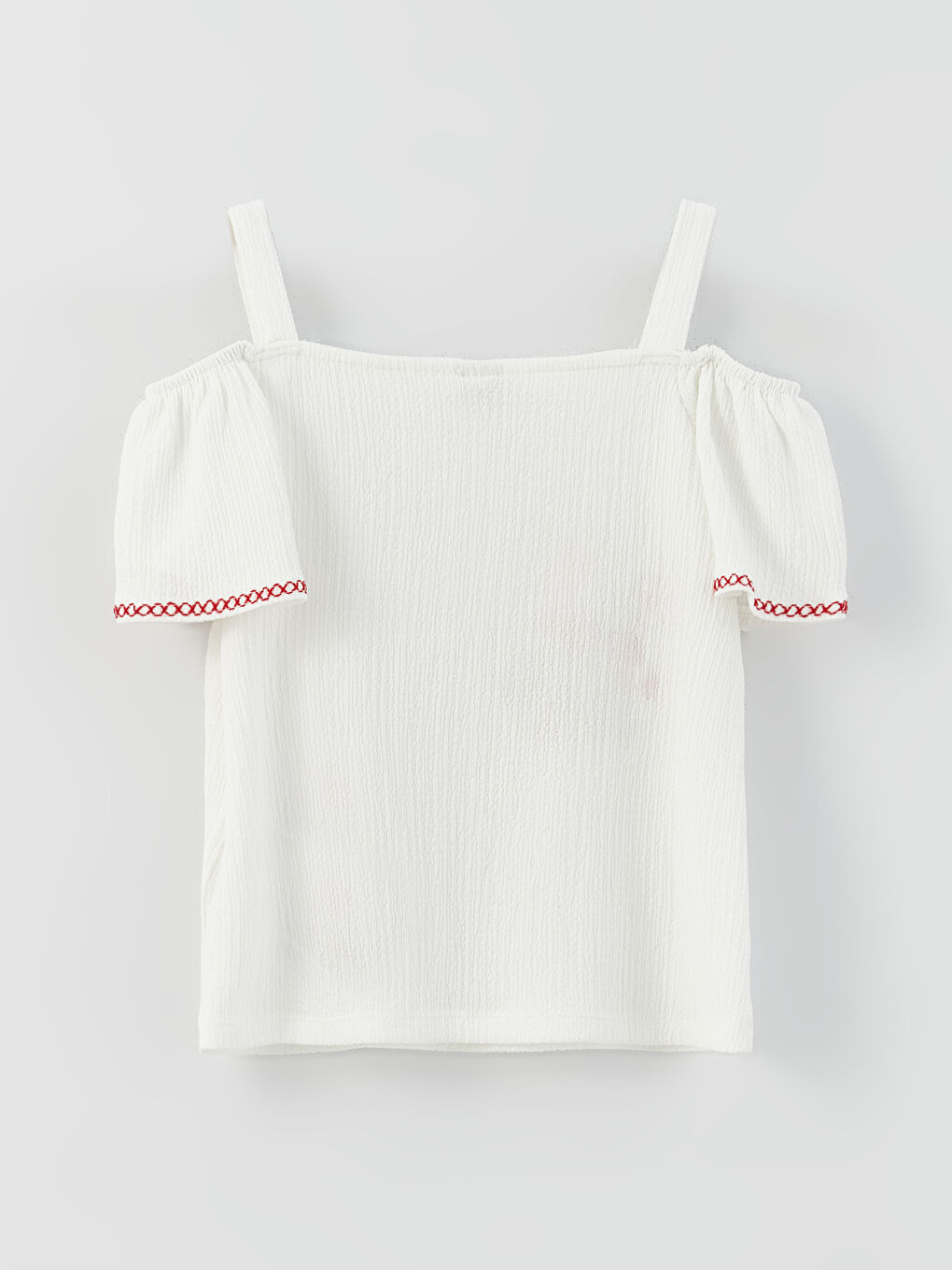 Beyaz Kayık Yaka Kısa Kollu Kız Çocuk Tişört-3