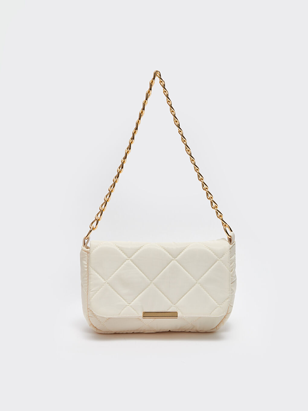 Bej Paraşüt Kumaş Kapitoneli Kadın Çapraz Çanta-3