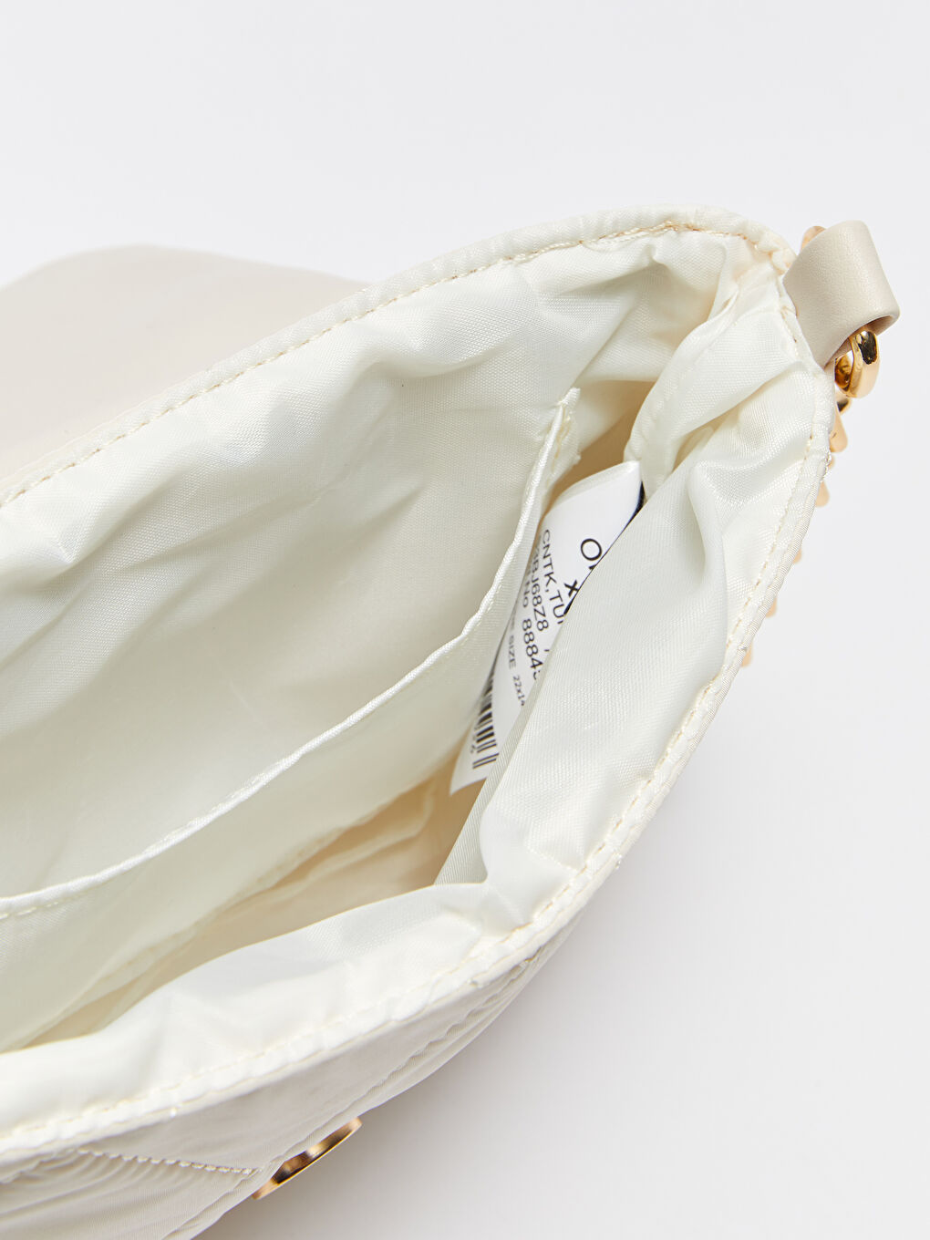 Bej Paraşüt Kumaş Kapitoneli Kadın Çapraz Çanta-5