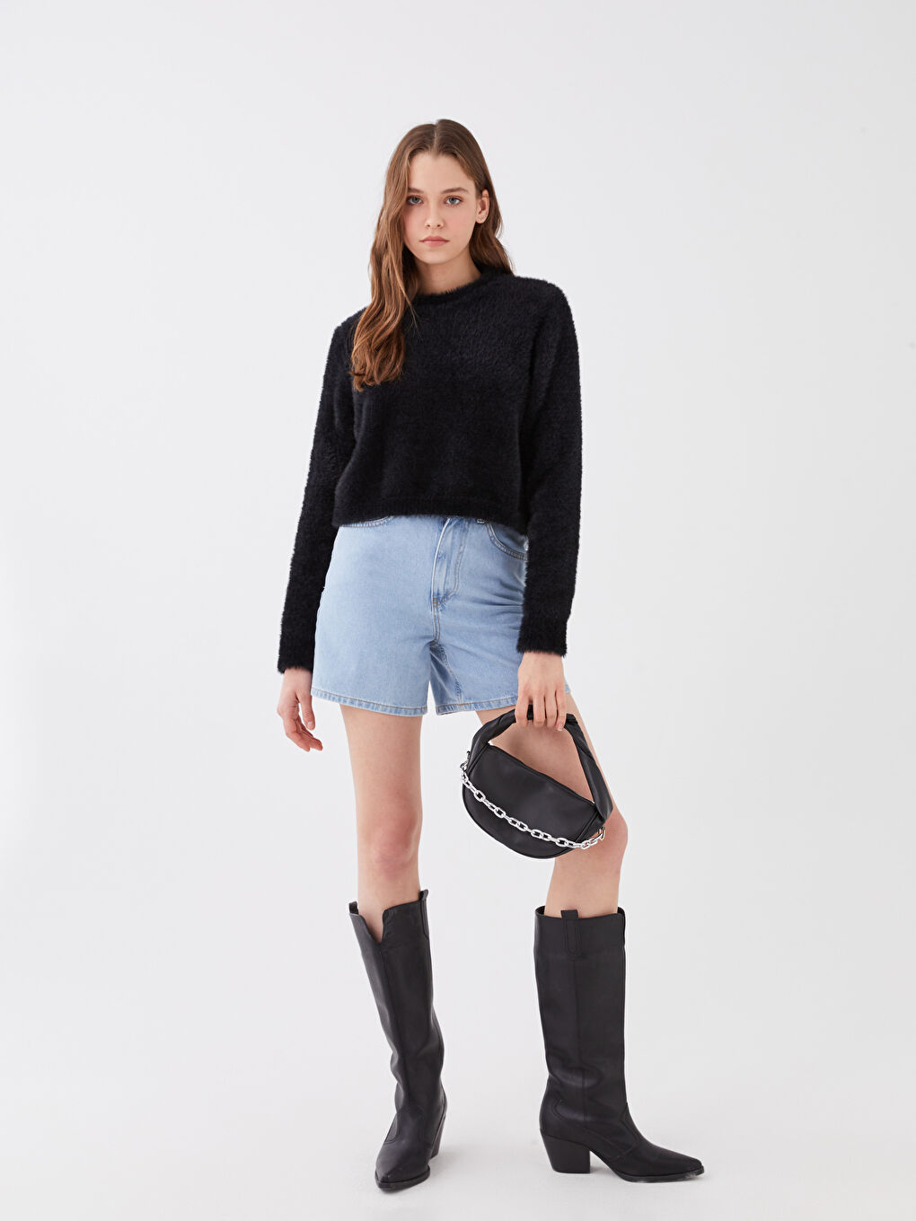 Siyah Deri Görünümlü Kadın Kol Çantası-2