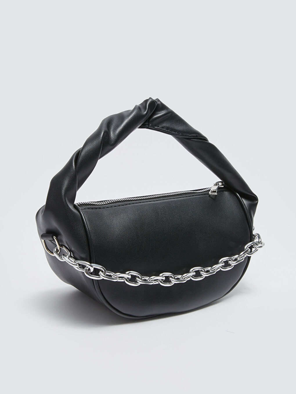 Siyah Deri Görünümlü Kadın Kol Çantası-4