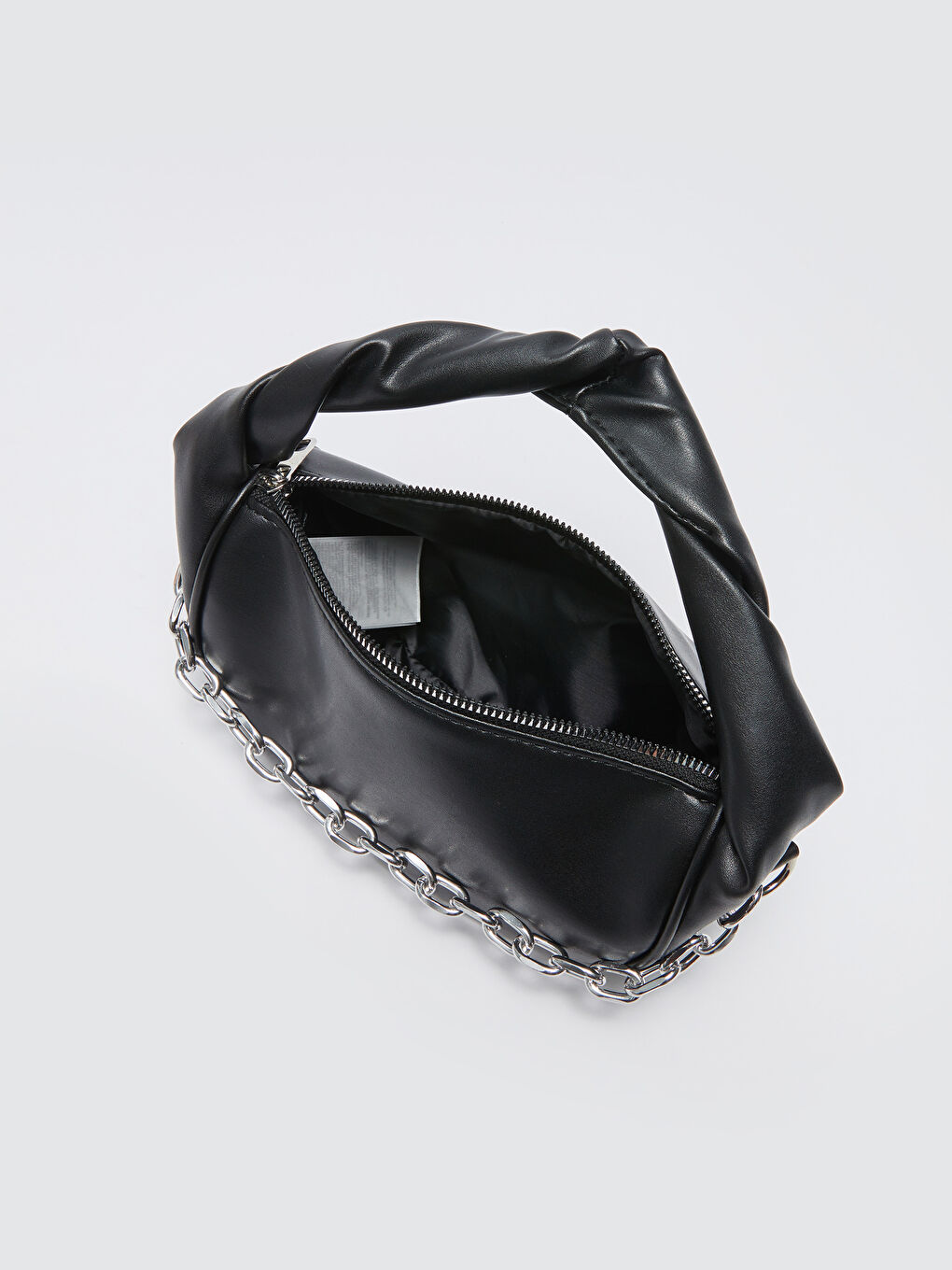 Siyah Deri Görünümlü Kadın Kol Çantası-5