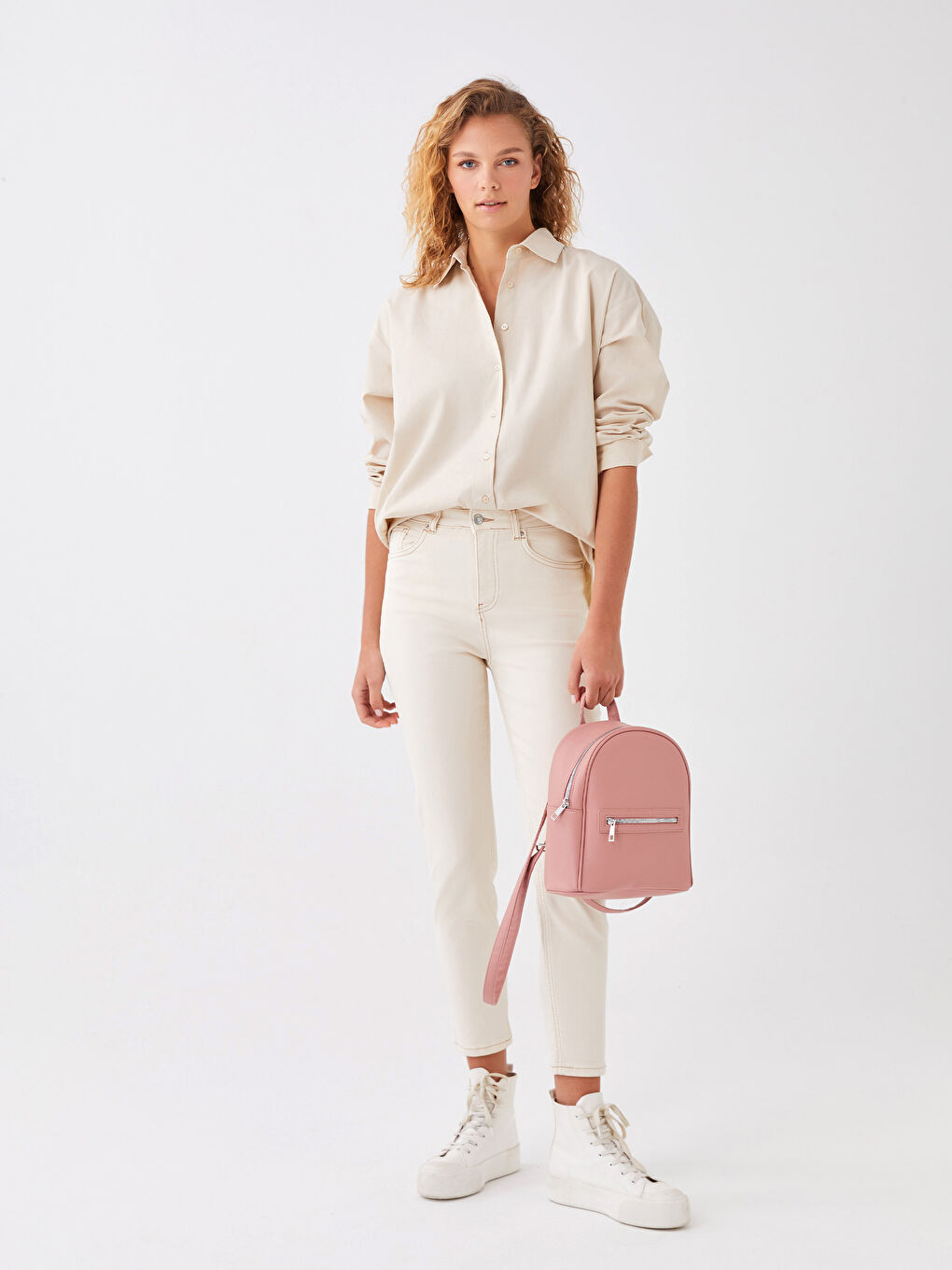 LCW ACCESSORIES Pembe Deri Görünümlü Kadın Sırt Çantası - 1