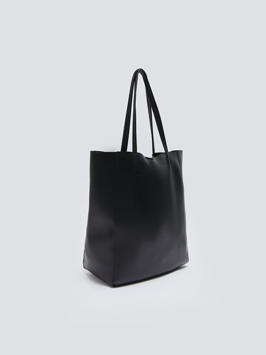 Siyah Deri Görünümlü Kadın Omuz Çantası-3