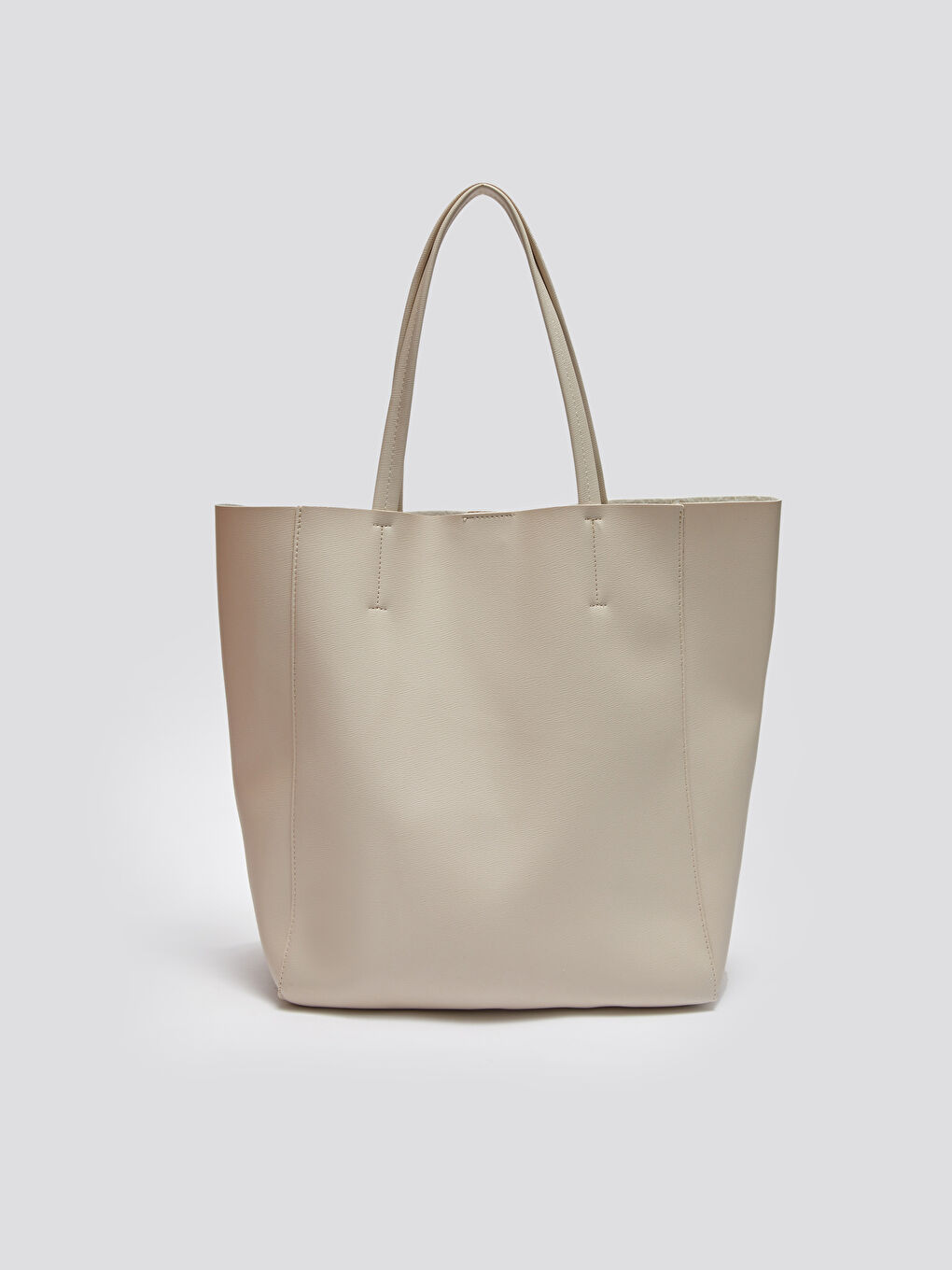 Bej Deri Görünümlü Kadın Omuz Çantası-3