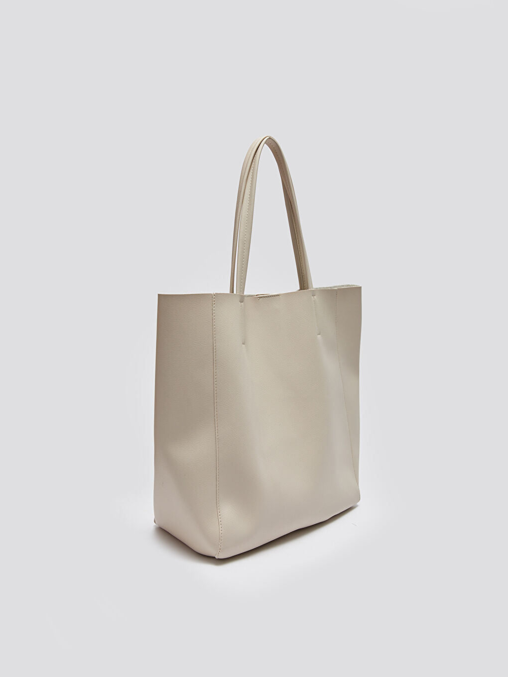 Bej Deri Görünümlü Kadın Omuz Çantası-4