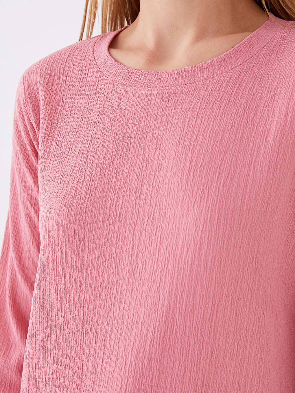 Crew Neck Plain Long Sleeve Women's Tunic-2