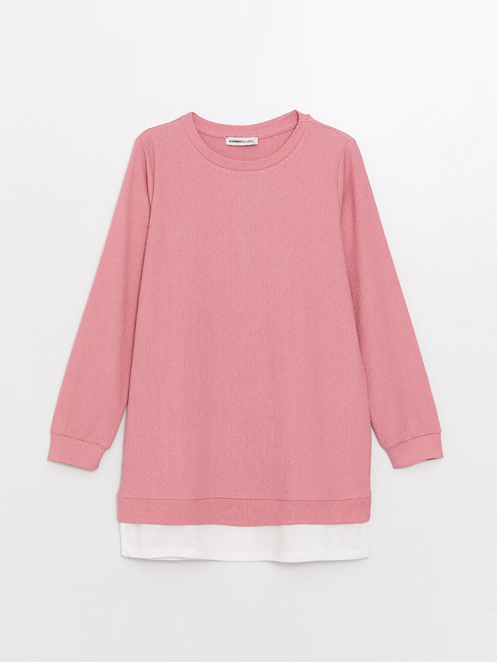 Crew Neck Plain Long Sleeve Women's Tunic-4