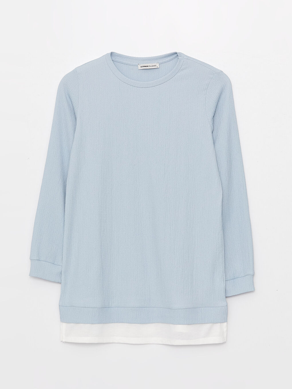 تونيك سادة بياقة دائرية بأكمام طويلة للسيدات-5