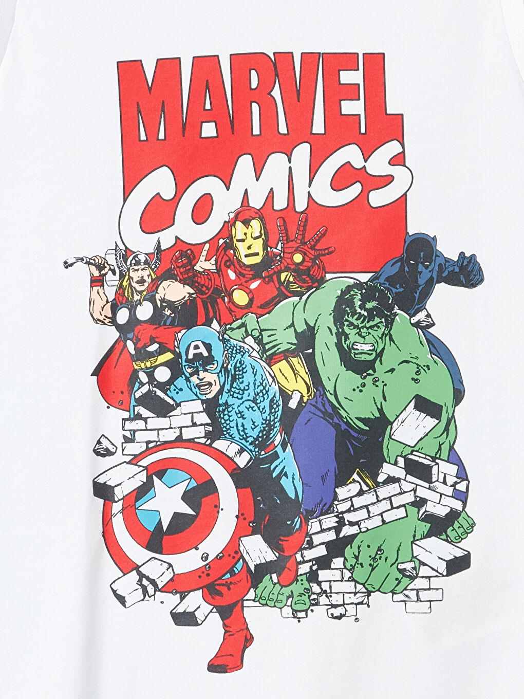 Beyaz Bisiklet Yaka Marvel Baskılı Erkek Çocuk Atlet-1