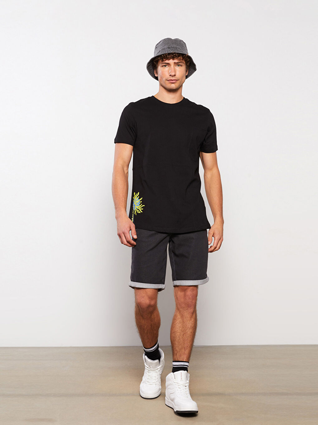 Crew Neck Short Sleeve Printed Combed Cotton Men's T-shirt-1