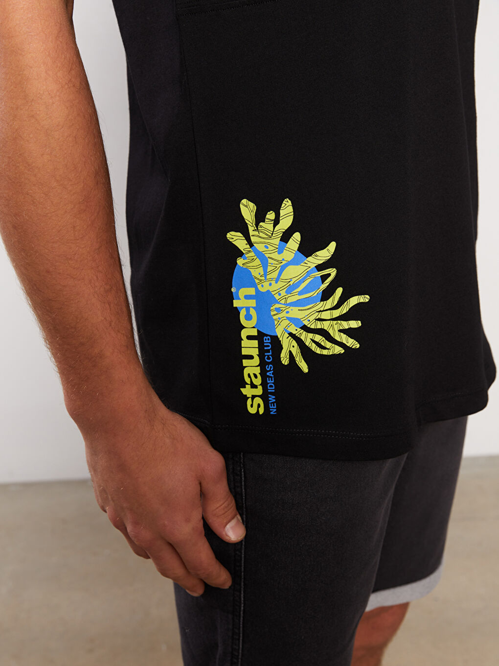 Crew Neck Short Sleeve Printed Combed Cotton Men's T-shirt-3