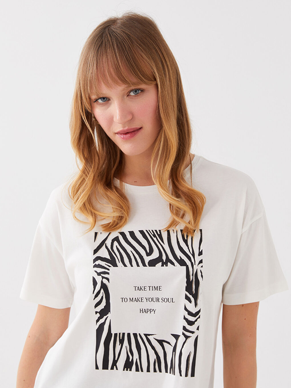 Women's Crew Neck Printed Short Sleeve T-Shirt